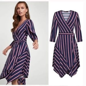 NWT BCBGMAXAZRIA Valet Stripe Handkerchief Wrap Dress